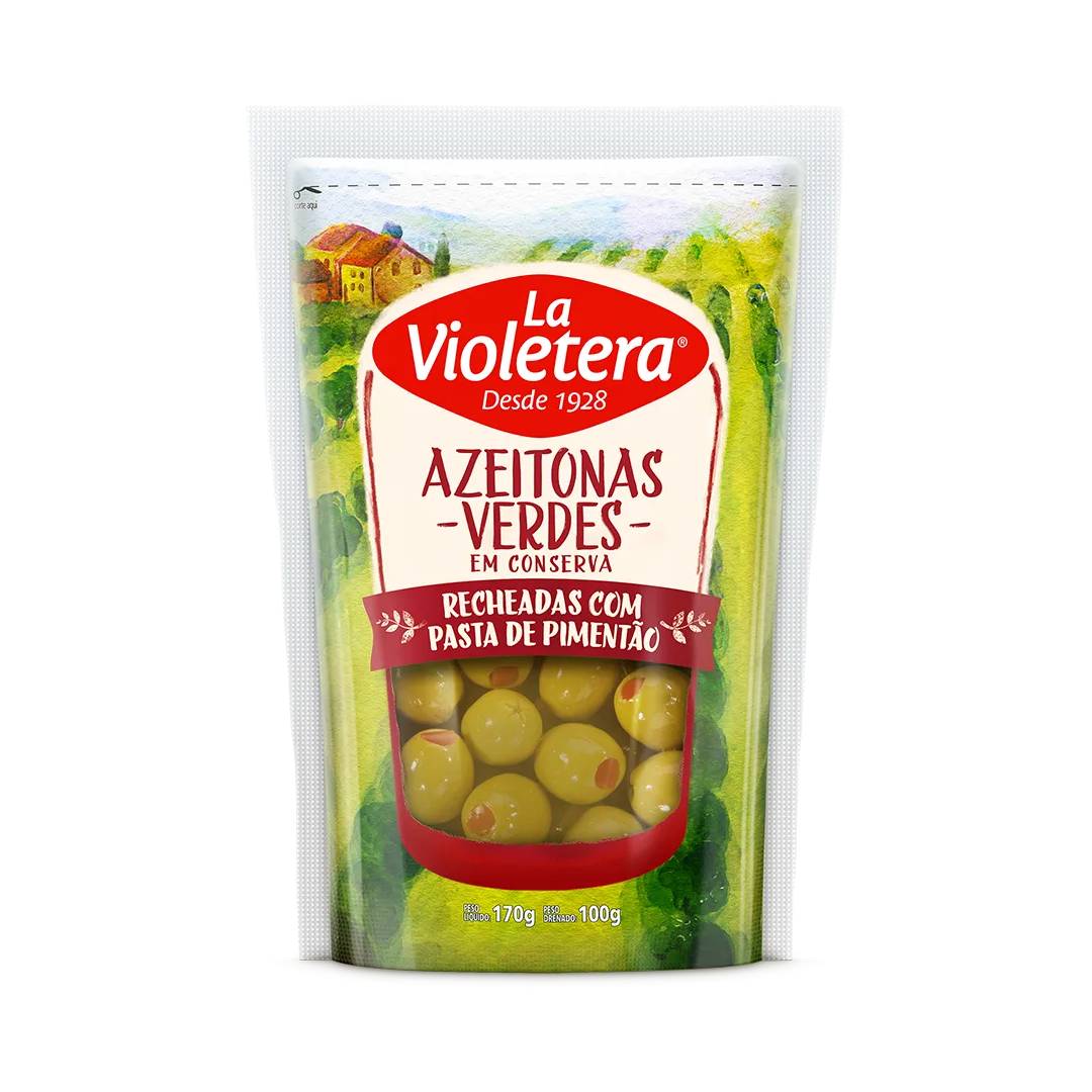 AZEITONA VERDE LA VIOLETERA 100G RECHEADA COM PIMENTÃO