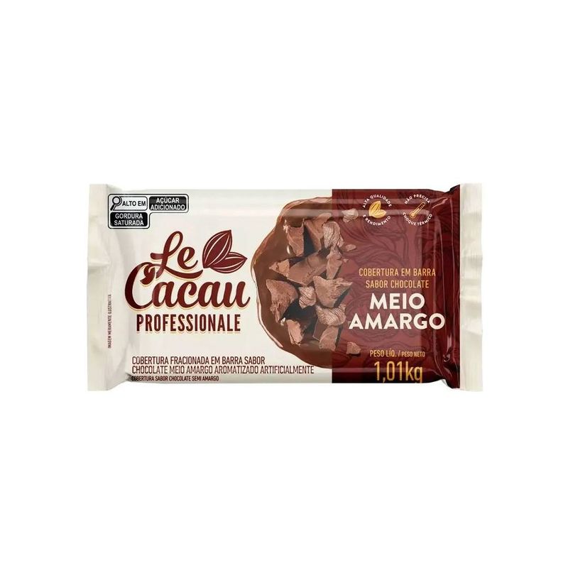 Chocolate para Confeitaria em Barra Le Cacau Meio Amargo 1,01kg