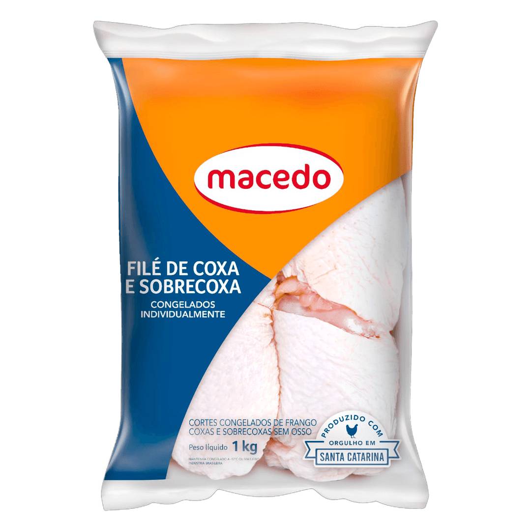 Filé de Coxa e Sobrecoxa de Frango Macedo Congelada 1kg