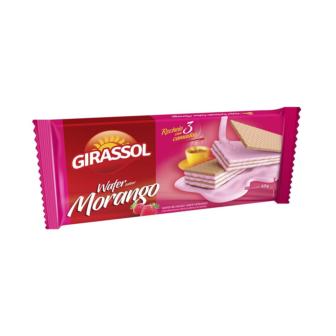 Biscoito Wafer Girassol Morango 60g