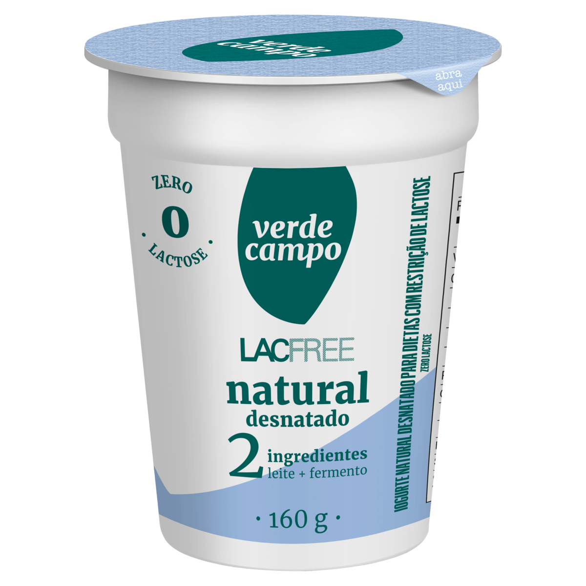 Iogurte Desnatado Natural Zero Lactose Verde Campo Lacfree 160g