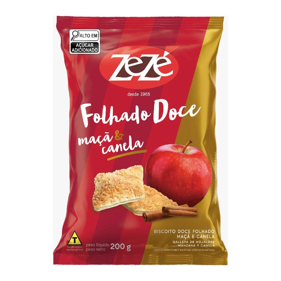 Biscoito Folhado Zezé Maçã e Canela Pacote com 200g