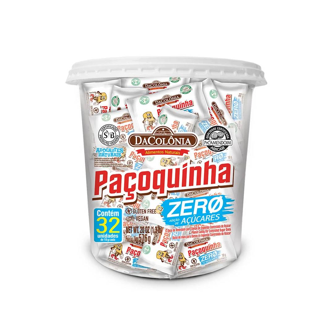 Paçoca Rolha Dacolônia 576g Zero Açúcar com 32 Unidades