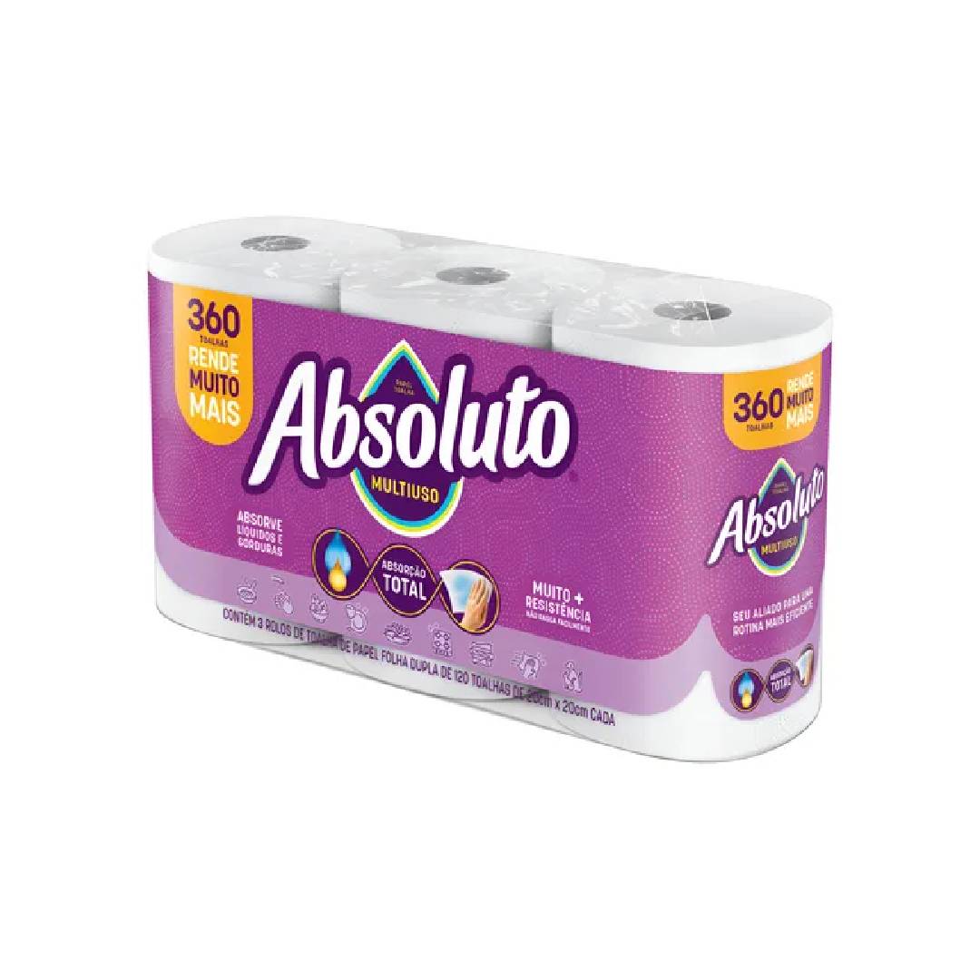Papel Toalha Absoluto Multiuso 360 Folhas 3x20cm
