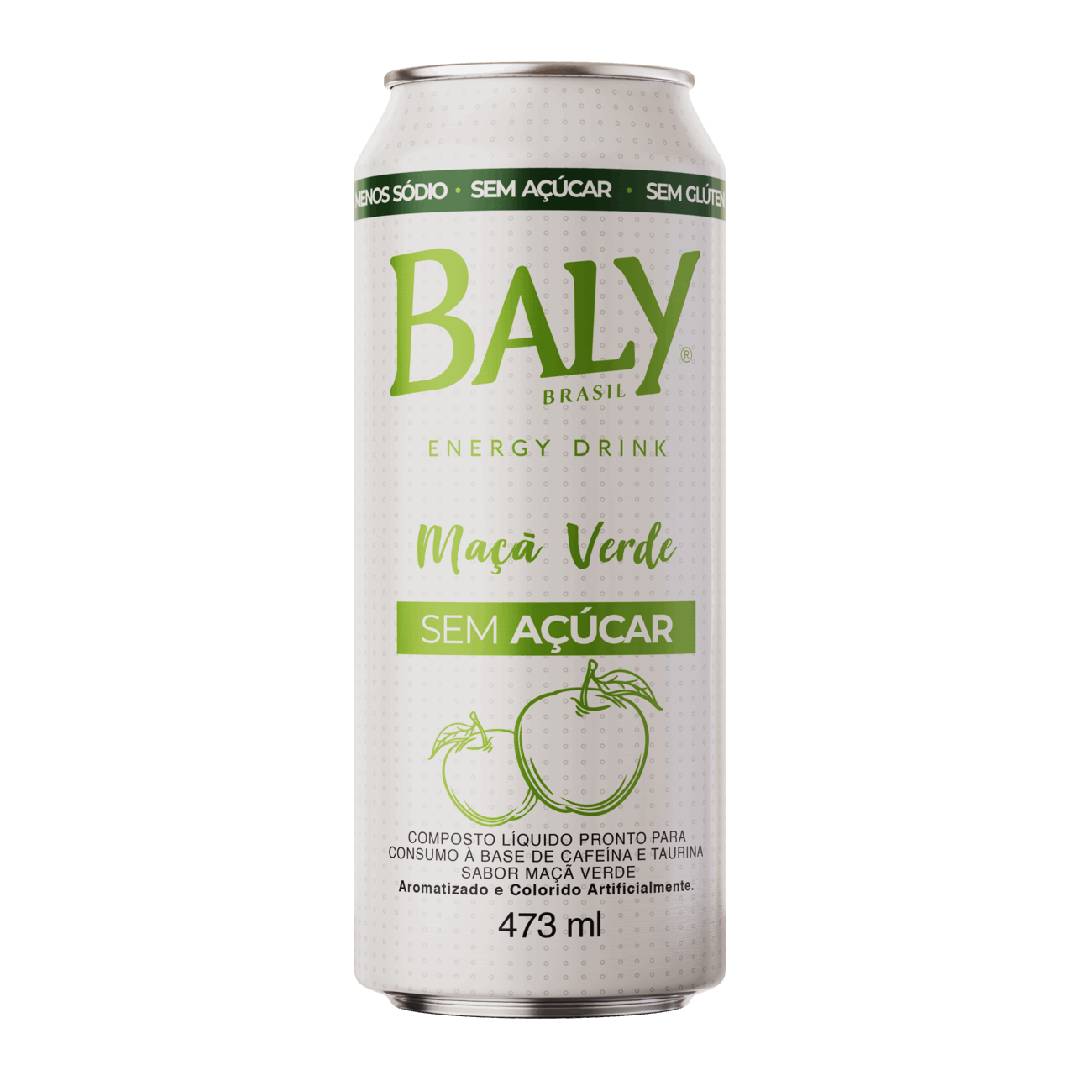 Energético Baly Maçã Verde Zero Açúcar 473ml Lata