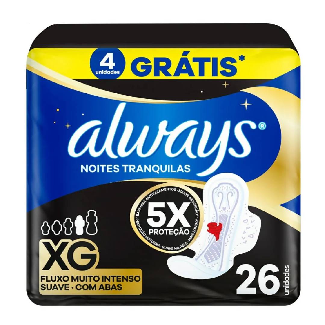 Absorvente Always Noturno Extra Grande Leve 30 Pague 26