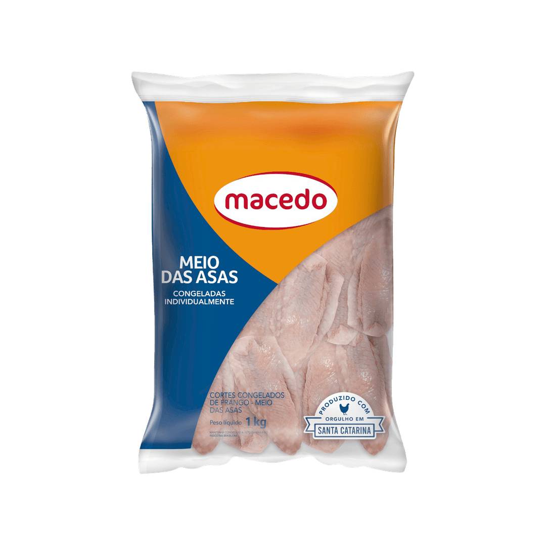 Meio da Asa de Frango Macedo Congelado IQF 1kg