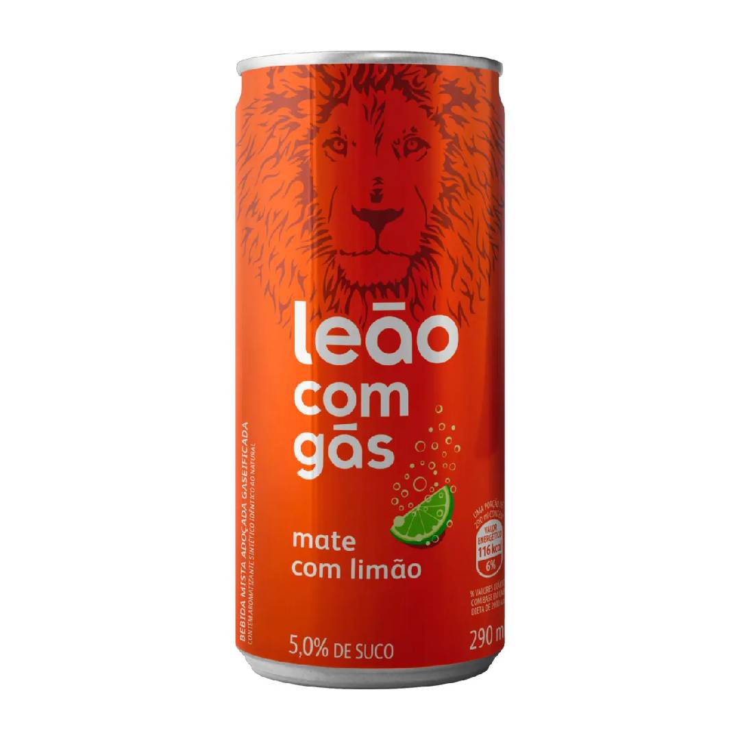 Chá Mate Leão sabor Limão com Gás Lata 290ml