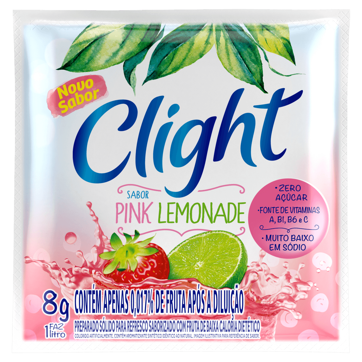 Refresco em Pó Clight Lemonade Zero Açúcar 8g Sachê