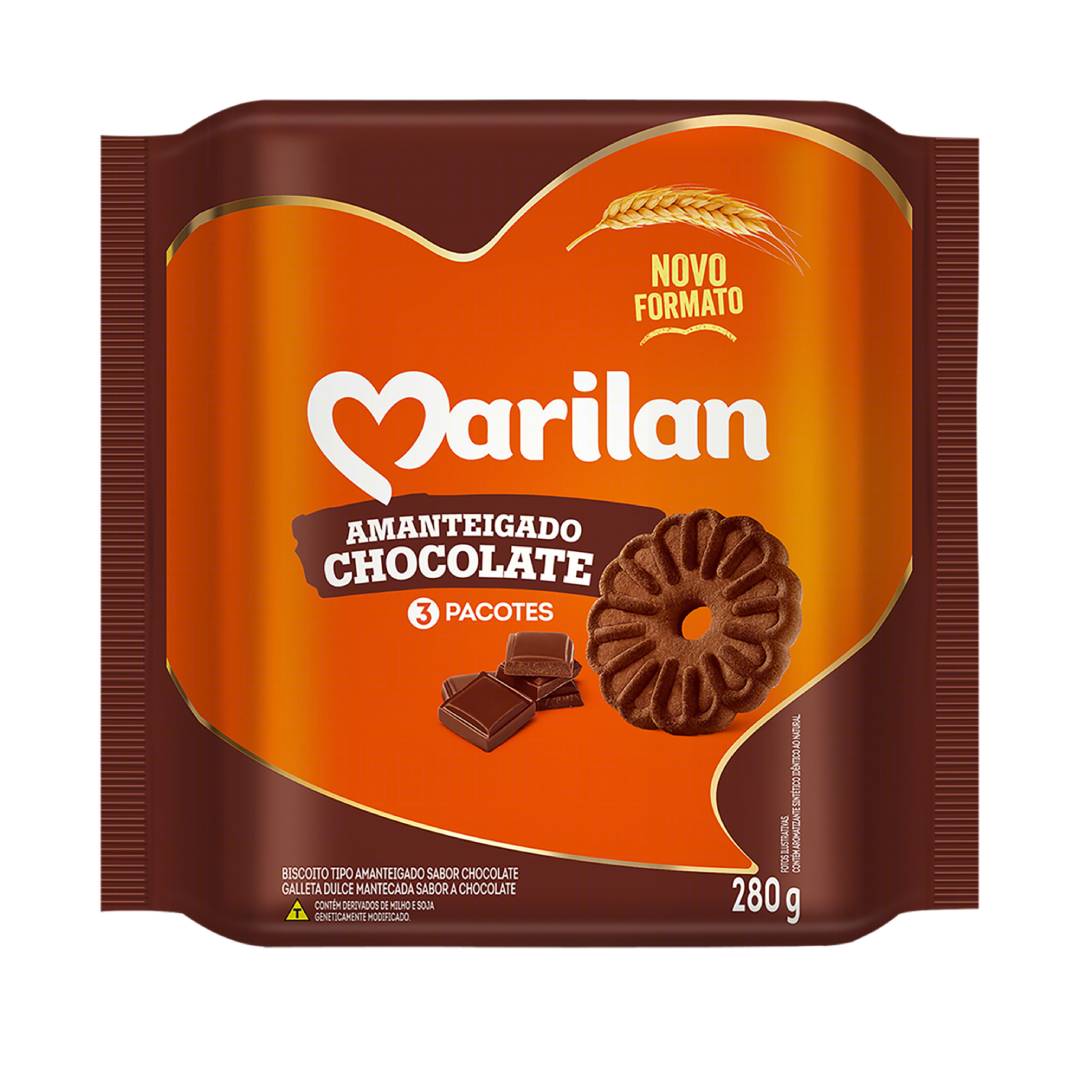 Biscoito Amanteigado Marilan 3 Chocolates 280g